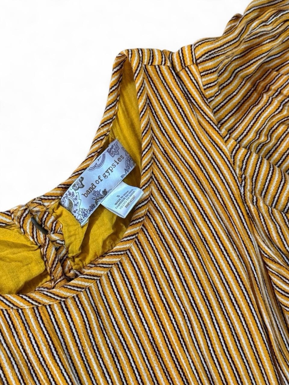 Band of Gypsies Mustard Stripe Midi Dress ✦ Cottagecore / Boho - Picture 3 of 8